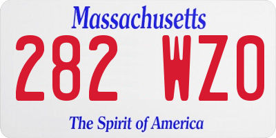 MA license plate 282WZ0