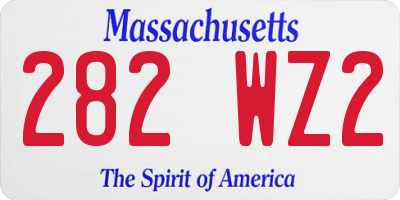 MA license plate 282WZ2