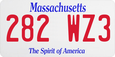 MA license plate 282WZ3