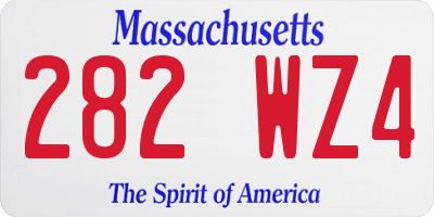 MA license plate 282WZ4