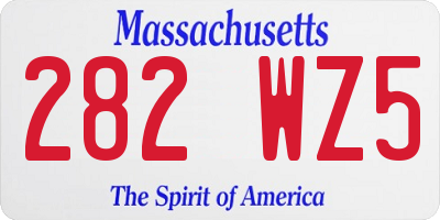 MA license plate 282WZ5