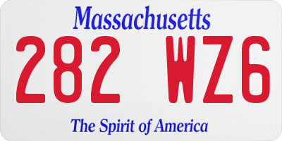 MA license plate 282WZ6