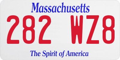 MA license plate 282WZ8