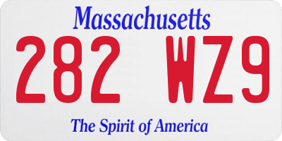 MA license plate 282WZ9