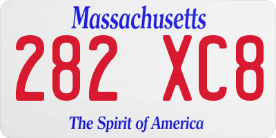 MA license plate 282XC8