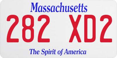 MA license plate 282XD2