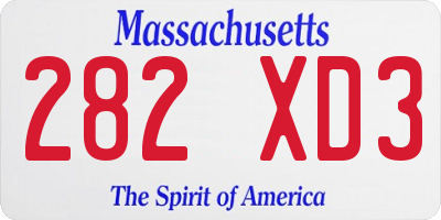 MA license plate 282XD3