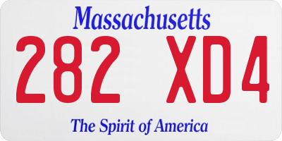MA license plate 282XD4