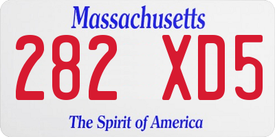 MA license plate 282XD5