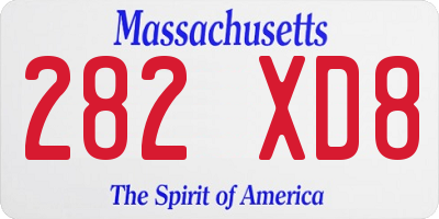 MA license plate 282XD8