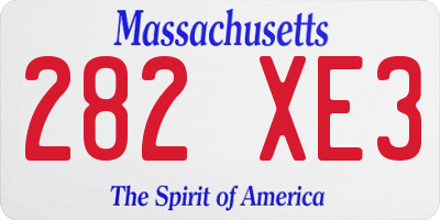 MA license plate 282XE3