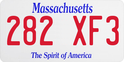 MA license plate 282XF3