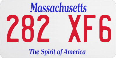 MA license plate 282XF6