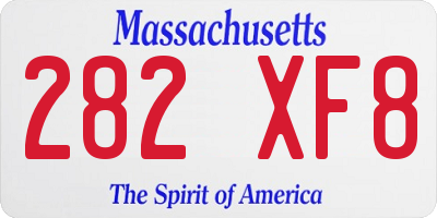 MA license plate 282XF8