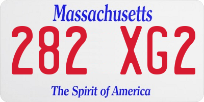 MA license plate 282XG2