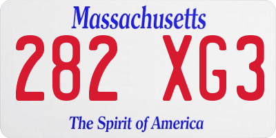 MA license plate 282XG3