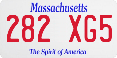 MA license plate 282XG5