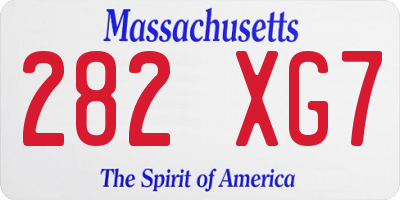 MA license plate 282XG7