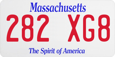 MA license plate 282XG8