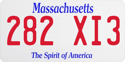 MA license plate 282XI3