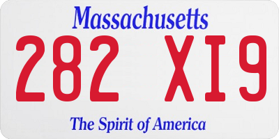MA license plate 282XI9