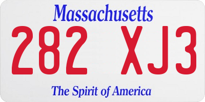 MA license plate 282XJ3
