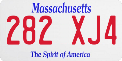 MA license plate 282XJ4