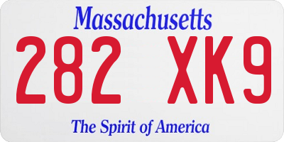 MA license plate 282XK9