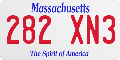 MA license plate 282XN3