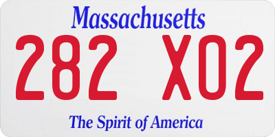 MA license plate 282XO2
