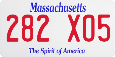 MA license plate 282XO5
