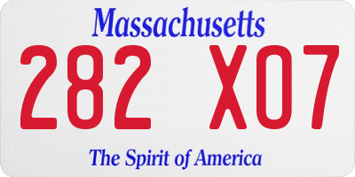 MA license plate 282XO7