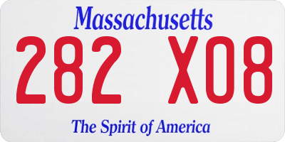 MA license plate 282XO8