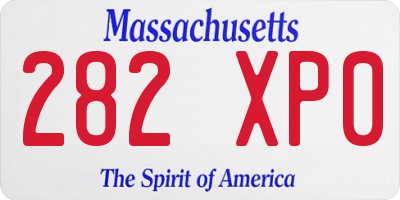 MA license plate 282XP0