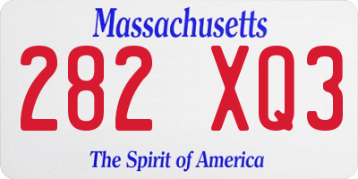 MA license plate 282XQ3