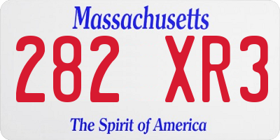 MA license plate 282XR3
