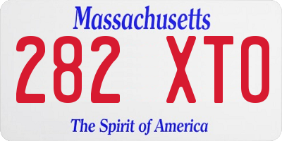 MA license plate 282XT0