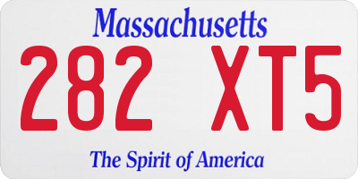 MA license plate 282XT5