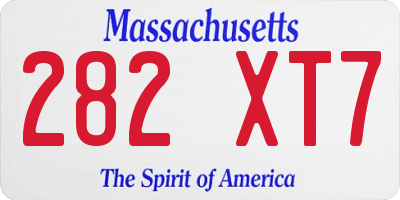 MA license plate 282XT7