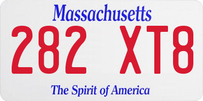 MA license plate 282XT8