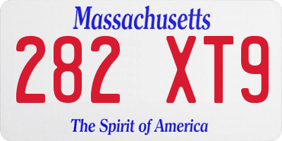 MA license plate 282XT9