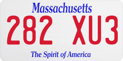 MA license plate 282XU3