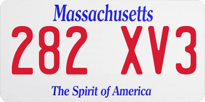 MA license plate 282XV3