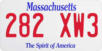 MA license plate 282XW3