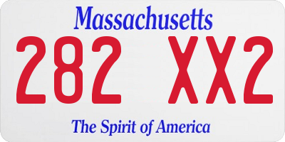 MA license plate 282XX2