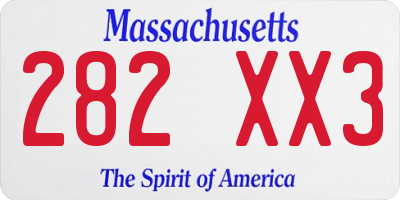 MA license plate 282XX3