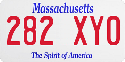 MA license plate 282XY0
