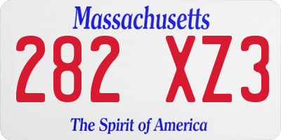 MA license plate 282XZ3