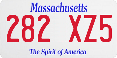 MA license plate 282XZ5