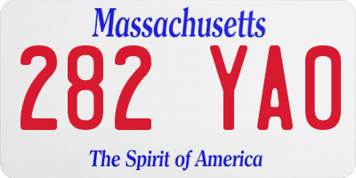 MA license plate 282YA0